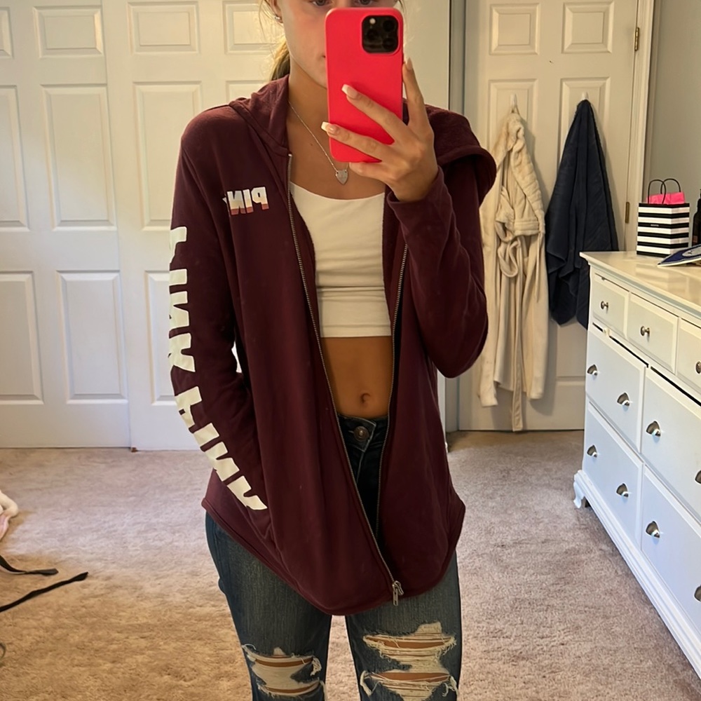 Maroon Pink zip up hoodie